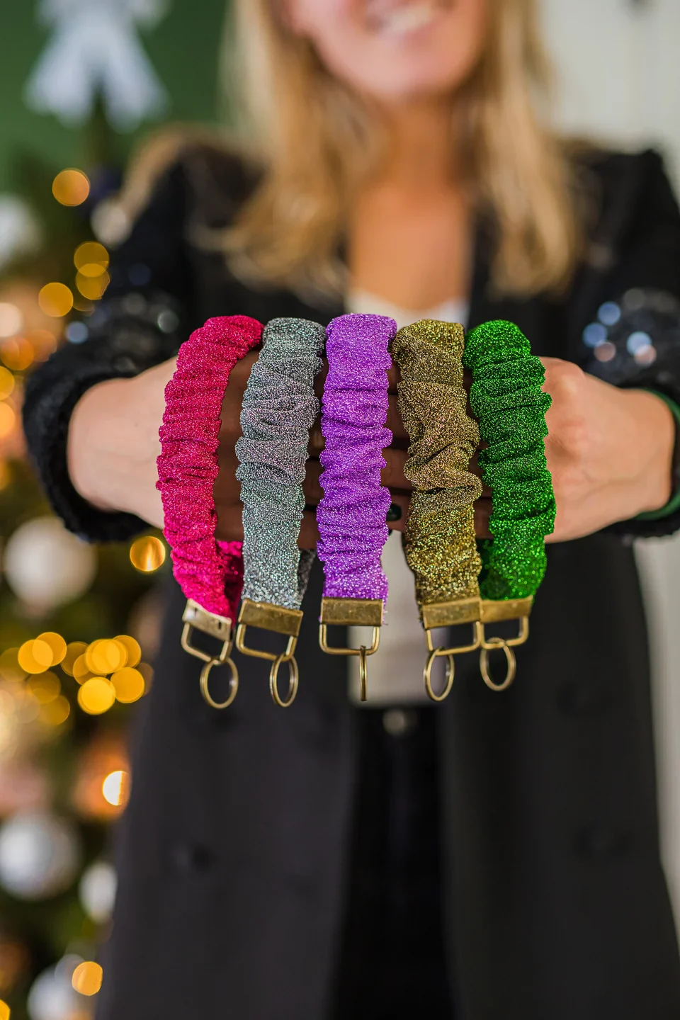 Scrunchie sleutelhanger - Glitter Paars - Image 3