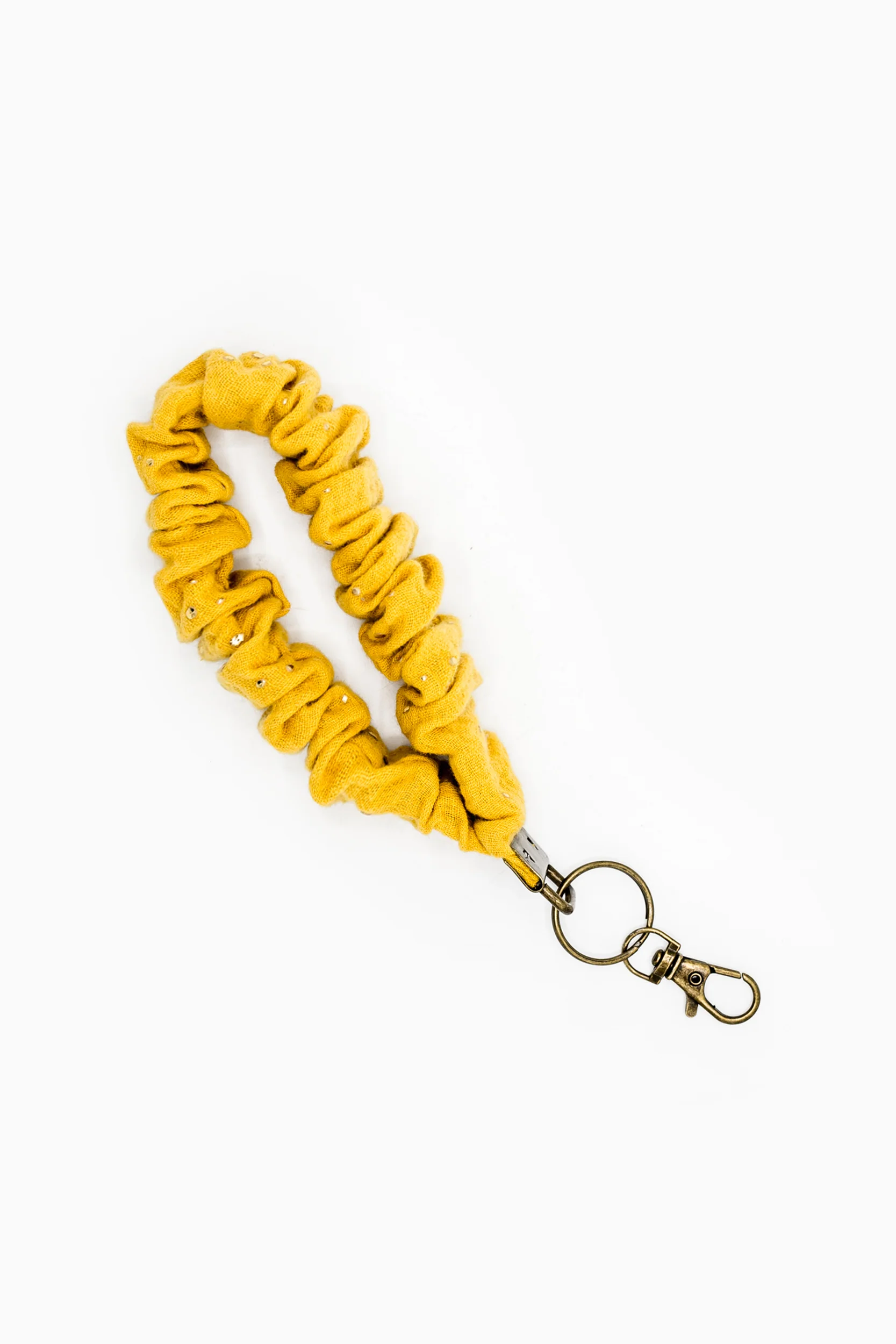 Scrunchie sleutelhanger - Gouden Stip - Geel